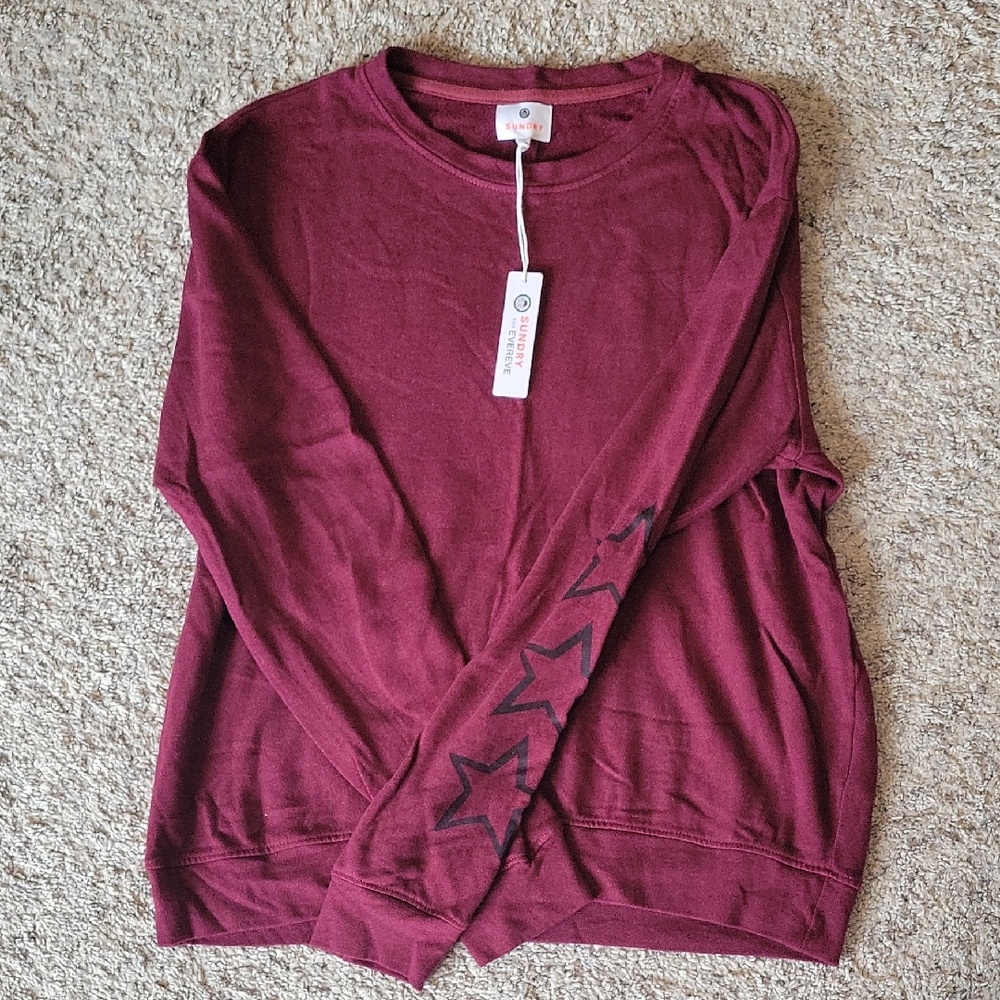 Sundry Burgundy Sweatshirt with Star Accents